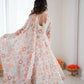 Pure Organza Floral Print Festive Gown Set