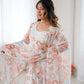 Pure Organza Floral Print Festive Gown Set