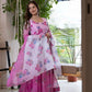 Pure Organza Floral Print Partywear Gown Set