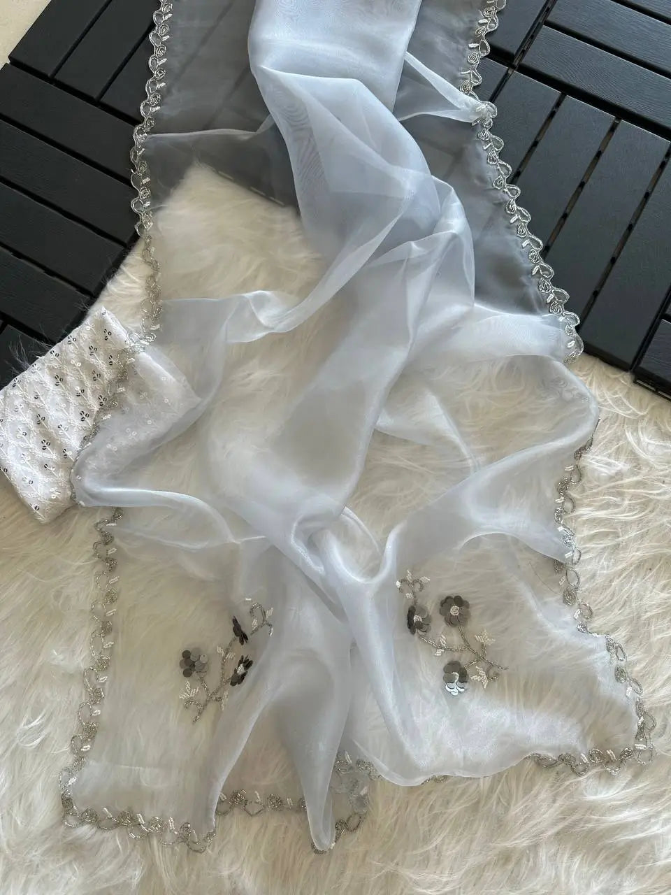 Pure Organza Saree With Jardoshi Hand Embroidery