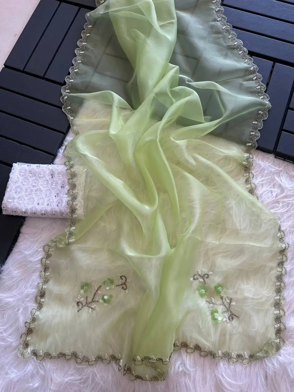 Pure Organza Saree With Jardoshi Hand Embroidery