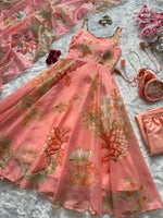 Pure Organza Silk Printed Anarkali Set