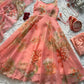 Pure Organza Silk Printed Anarkali Set