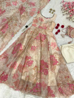 Pure Organza Silk Printed Anarkali Set