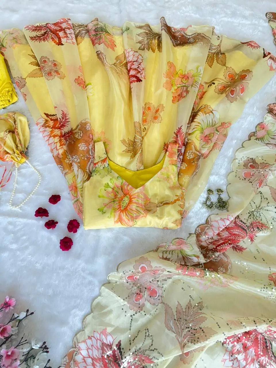 Pure Organza Silk Printed Anarkali Set