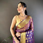 Pure Organza Silk Saree with Gold Zari Butti and Border