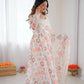 Pure Organza silk Floral Print Festive Gown Set