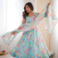 Pure Organza silk Floral Print Festive Gown Set