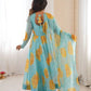 Pure Organza silk Floral Print Festive Gown Set
