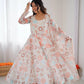 Pure Organza silk Floral Print Festive Gown Set