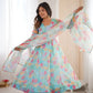 Pure Organza silk Floral Print Festive Gown Set