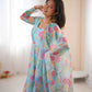 Pure Organza silk Floral Print Festive Gown Set