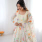Pure Organza silk Floral Print Festive Gown Set