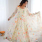 Pure Organza silk Floral Print Festive Gown Set
