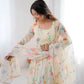 Pure Organza silk Floral Print Festive Gown Set