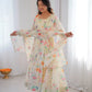 Pure Organza silk Floral Print Festive Gown Set