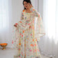 Pure Organza silk Floral Print Festive Gown Set