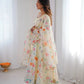 Pure Organza silk Floral Print Festive Gown Set