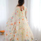 Pure Organza silk Floral Print Festive Gown Set