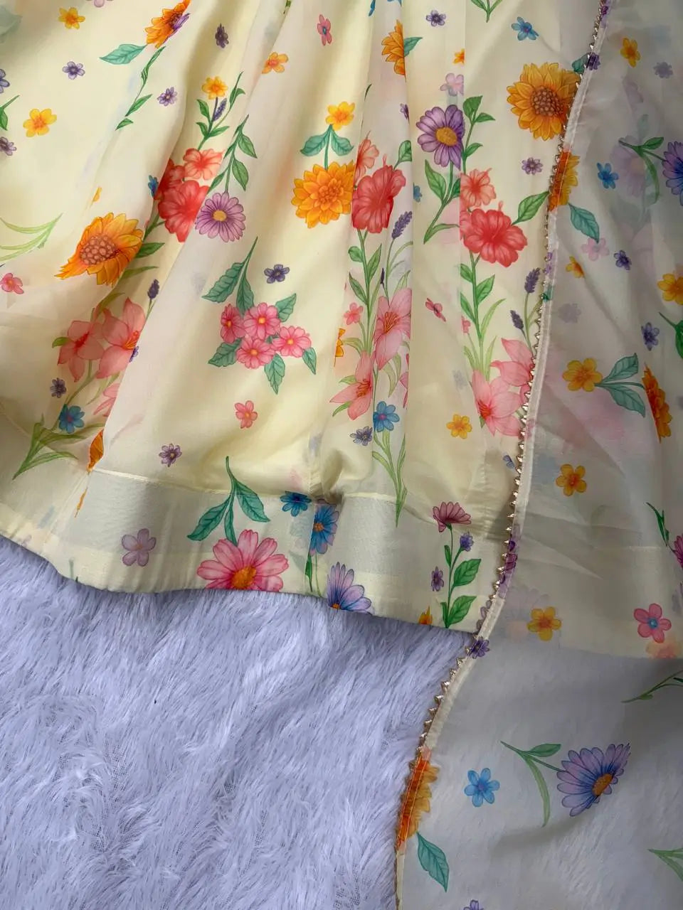 Pure Organza silk Floral Print Festive Gown Set