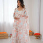 Pure Organza silk Floral Print Festive Gown Set