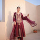 Pure Satin Silk Embroidered Plazzo Suit with Organza Dupatta – Sequins & Dori Work
