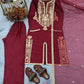 Pure Satin Silk Embroidered Plazzo Suit with Organza Dupatta – Sequins & Dori Work