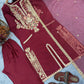 Pure Satin Silk Embroidered Plazzo Suit with Organza Dupatta – Sequins & Dori Work