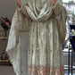 Pure Sheesha Silk Embroidered Gown Set with Dupatta and Bottom for Wedding Festive Occasion Wear