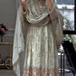 Pure Sheesha Silk Embroidered Gown Set with Dupatta and Bottom for Wedding Festive Occasion Wear