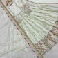 Pure Sheesha Silk Embroidered Gown Set with Dupatta and Bottom for Wedding Festive Occasion Wear