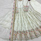 Pure Sheesha Silk Embroidered Gown Set with Dupatta and Bottom for Wedding Festive Occasion Wear