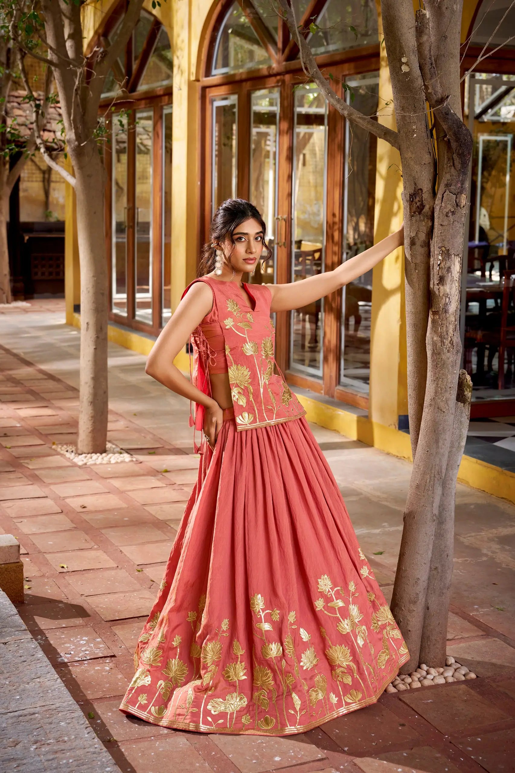 Pure Shimmer Embroidered Lehenga Set with Overlay Top – Wedding & Festive Wear