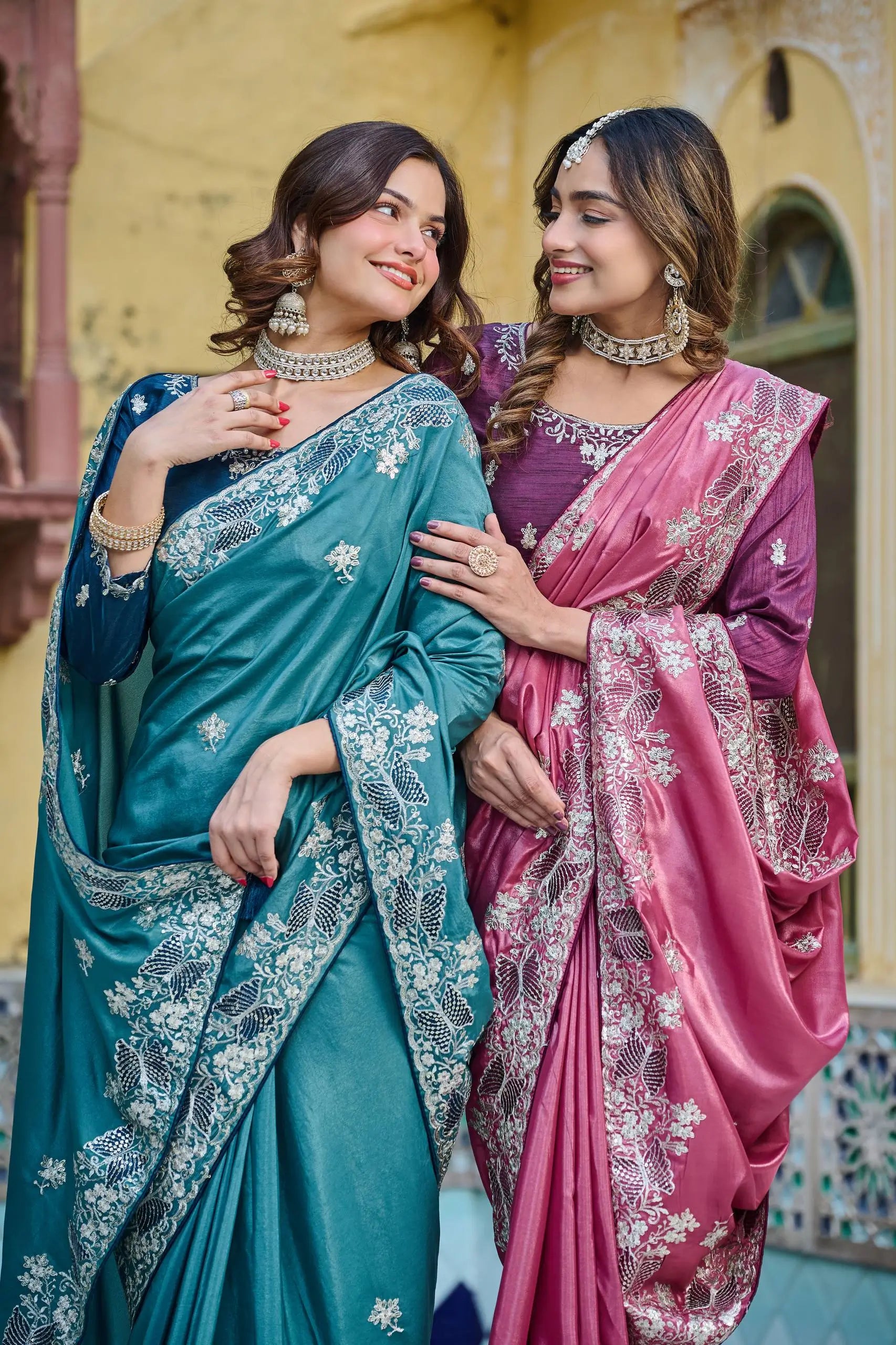 Pure Silk Embroidered Saree with Mono Silk Blouse