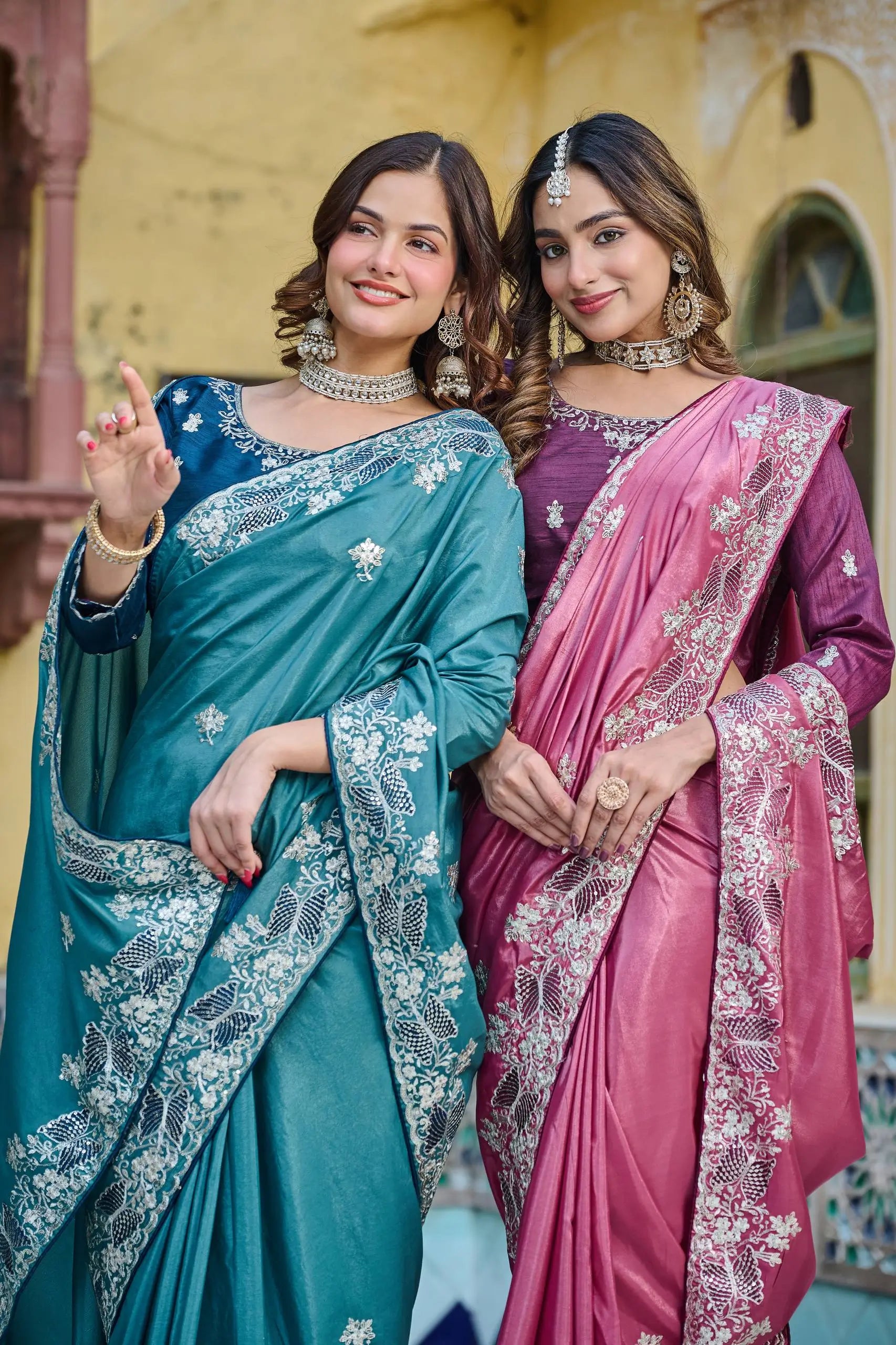 Pure Silk Embroidered Saree with Mono Silk Blouse