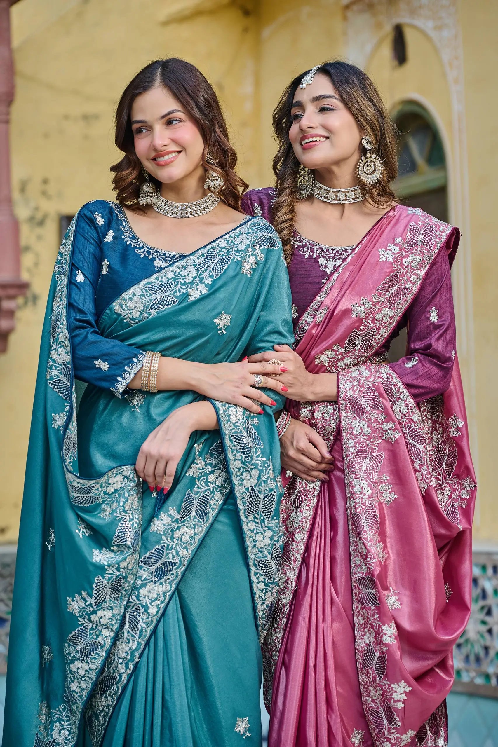 Pure Silk Embroidered Saree with Mono Silk Blouse