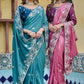 Pure Silk Embroidered Saree with Mono Silk Blouse