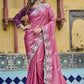Pure Silk Embroidered Saree with Mono Silk Blouse
