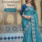 Pure Silk Embroidered Saree with Mono Silk Blouse