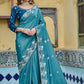 Pure Silk Embroidered Saree with Mono Silk Blouse