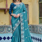 Pure Silk Embroidered Saree with Mono Silk Blouse