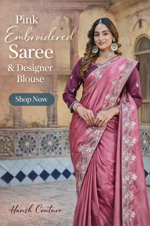 Pure Silk Embroidered Saree with Mono Silk Blouse