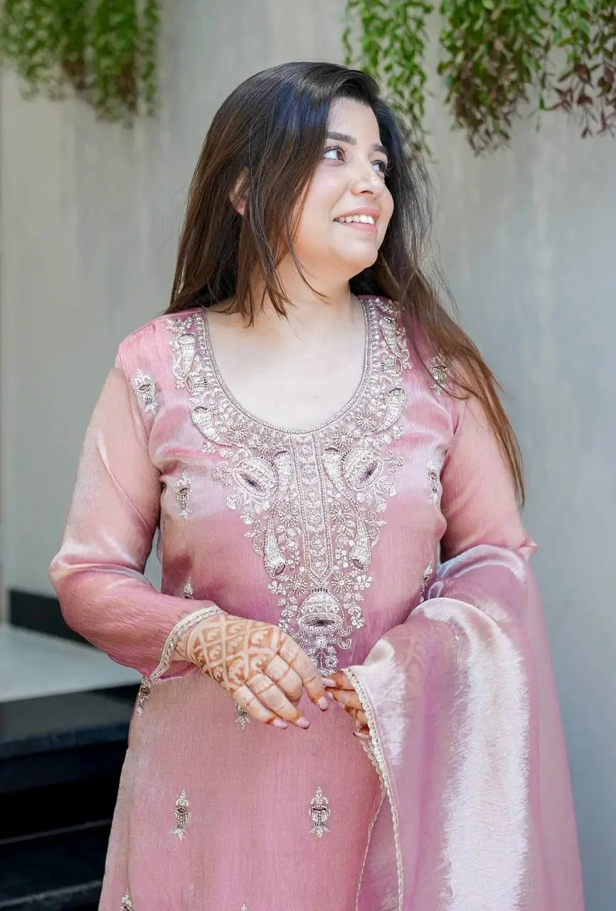 Pure Silk Embroidered Suit Set