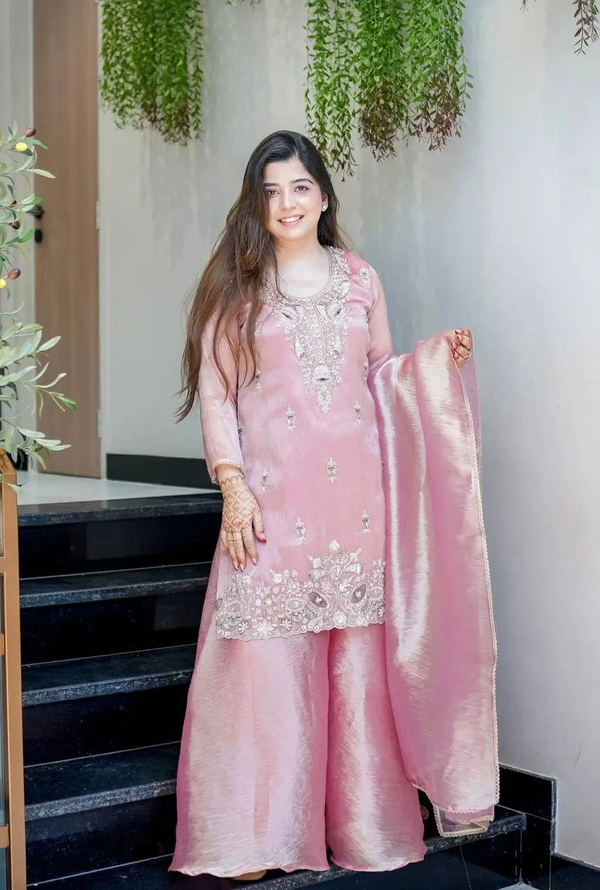 Pure Silk Embroidered Suit Set