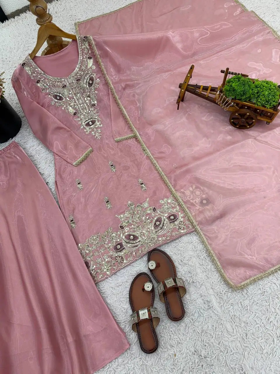 Pure Silk Embroidered Suit Set