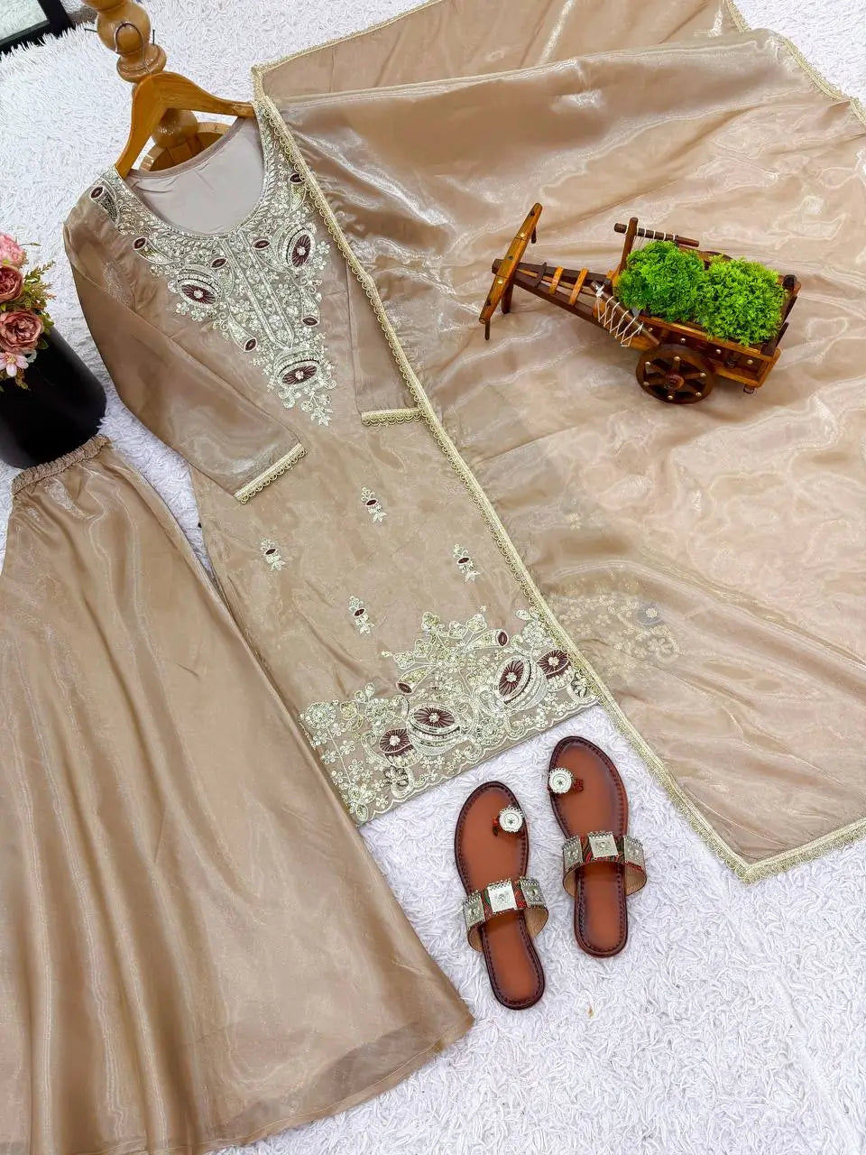 Pure Silk Embroidered Suit Set