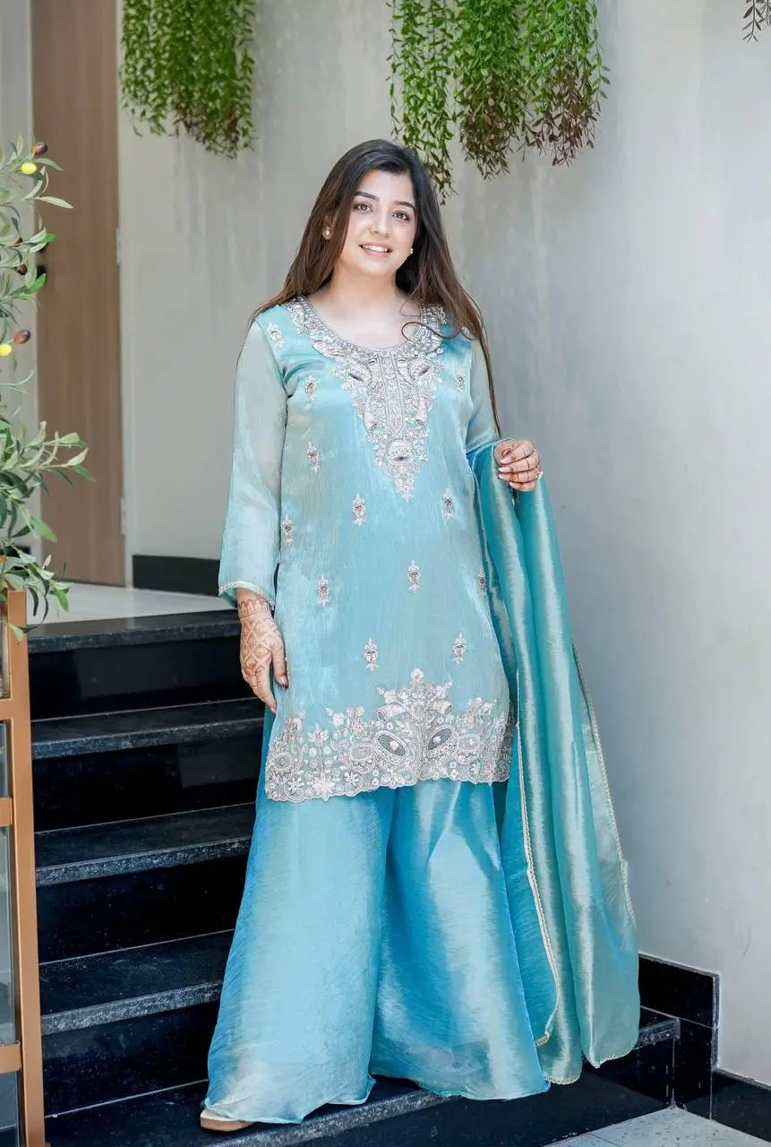 Pure Silk Embroidered Suit Set
