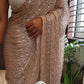 Pure Space Silk Gold Beads Work Saree