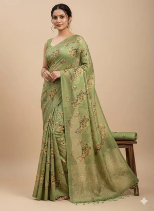 Pure Tussar Silk Digital Floral Print Saree