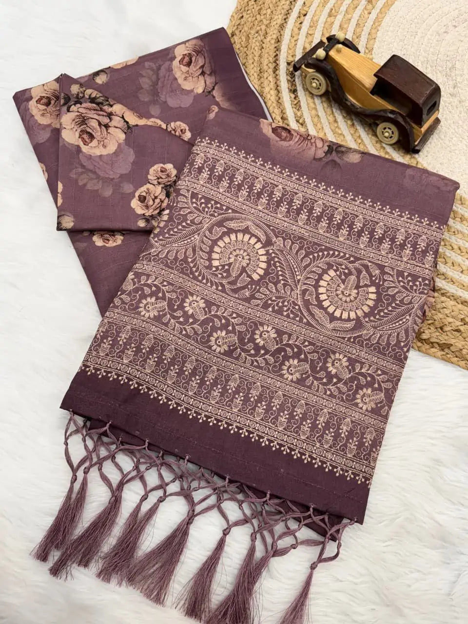 Pure Tussar Silk Digital Floral Print Saree